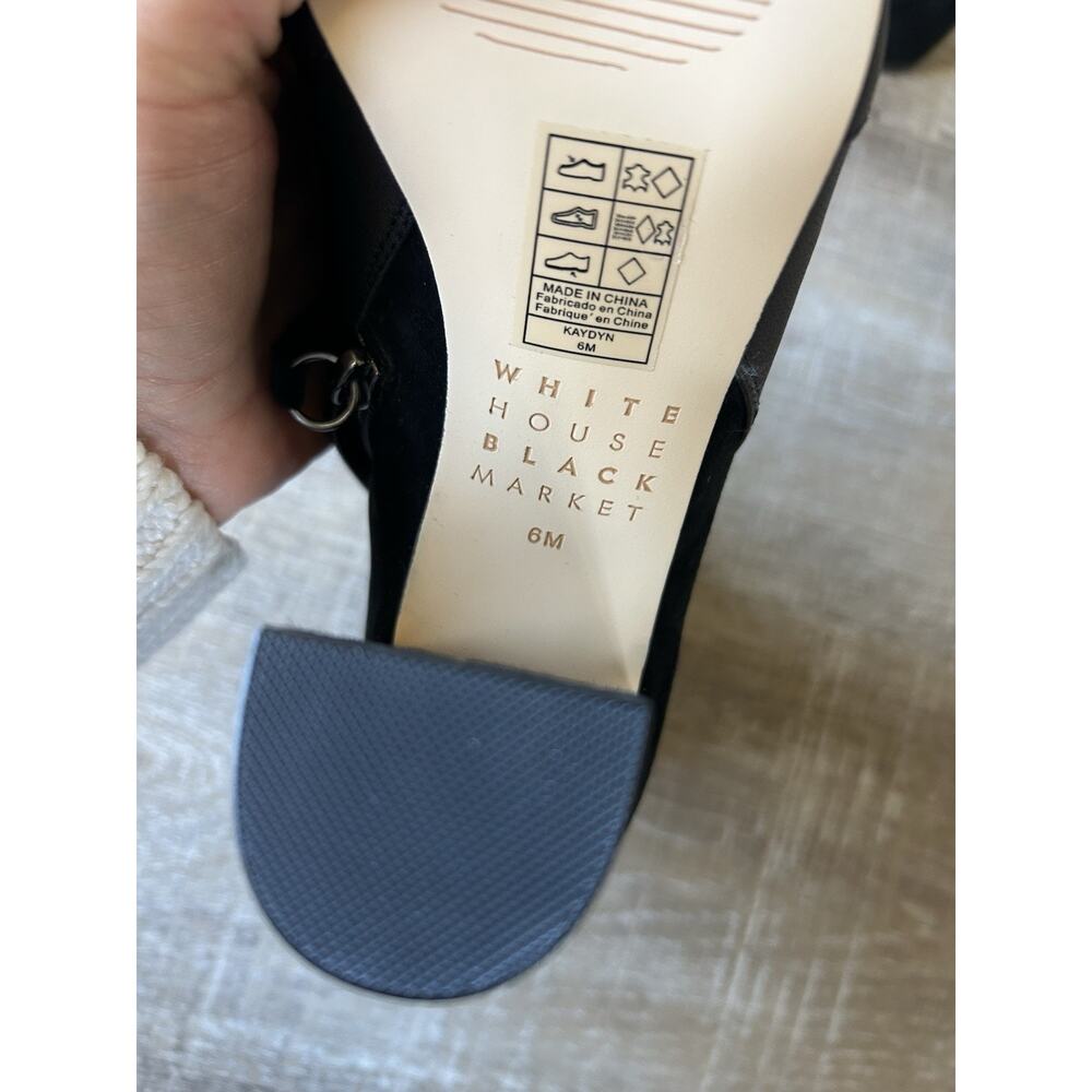 WHBM Kaydyn Ankle Booties Womens 6 Black Leather Velvet Block Heel Shoes NEW - Picture 5 of 16